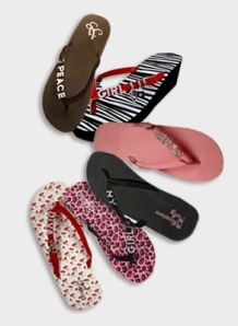"personalized rhinestone flip flops with Pink-Ribbon"